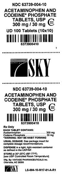 Acetaminophen 300mg and Codeine Phosphate 30mg UD100 Label