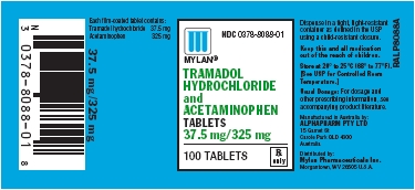 Tramadol Hydrovhloride and Acetaminophen Tablets 37.5 mg/325 mg Bottles