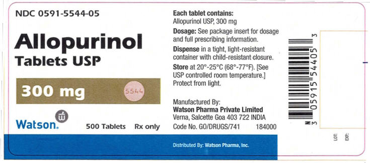 NDC 0591-5544-10
Allopurinol
Tablets USP
300 mg
Watson    500 Tablets     Rx only