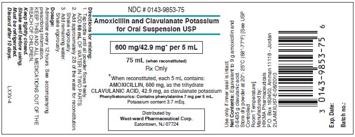 Amoxicillin and Clavulanate Potassium for Ora Suspension USP
75 mL