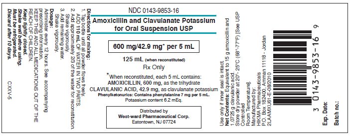 Amoxicillin and Clavulanate Potassium for Oral Suspension USP
125 mL