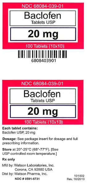 Baclofen 20 mg label