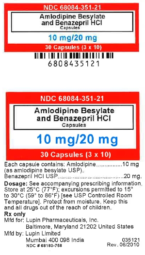Amlodipine Benzapril 10 mg/20 mg label