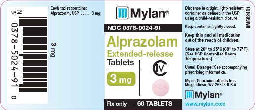 Alprazolam Extended-Release Tablets 3 mg Bottles