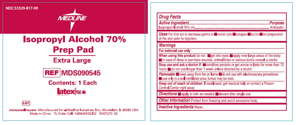 Medline Isopropyl Alcohol 70% Prep Pad Extra Large, packet