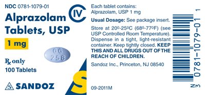 Alprazolam 1 mg Label