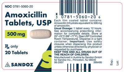 Amoxicillin 500 mg Tablet Label