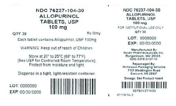 Allopurinol 100mg Label