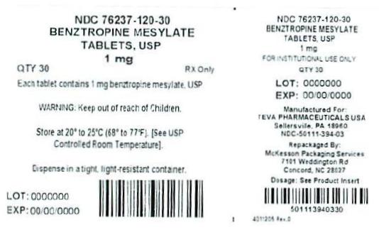 Benztropine Mesylate 1mg Label