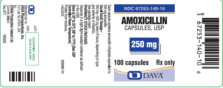 Principle Display Panel  - Amoxicillin Capsules, USP 250 mg 100 capsules bottle