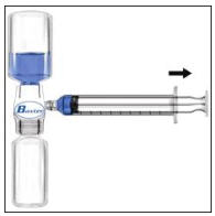 Turn the connected vials so the RECOMBINATE vial is on top and
                                draw the solution into syringe. Disconnect the syringe and attach
                                infusion needle. Gently remove air bubbles.
