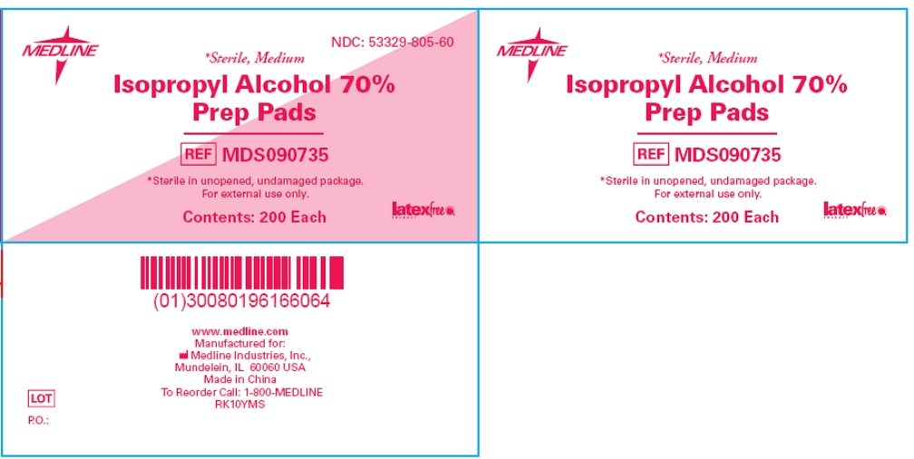 Medline Isopropyl Alcohol 70% Prep Pads, principal display panel