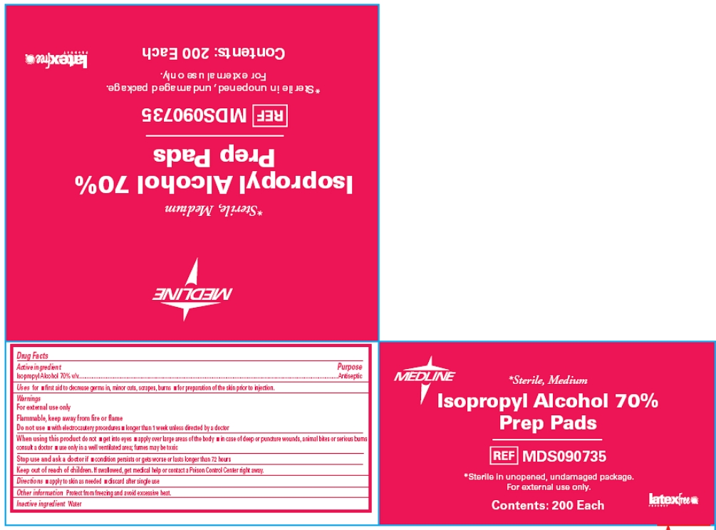 Medline Isopropyl Alcohol 70% Prep Pads, back, top, side