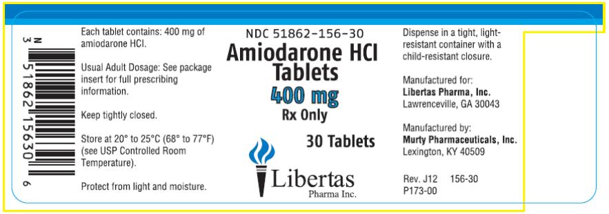PRINCIPAL DISPLAY PANEL
NDC 51862-156-30
Amiodarone HCI
Tablets
400 mg
Rx Only
30 Tablets

