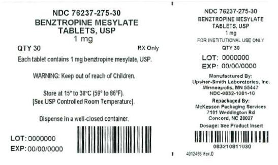 Benztropine Mesylate Tablets 1mg Label