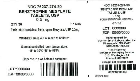 Benztropine Mesylate Tablets 0.5mg Label